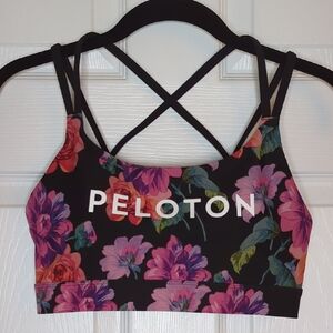 Peloton Cadent Strappy Bra - Black and Floral Design